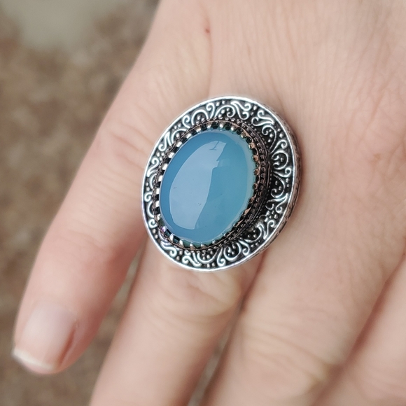 New Oversized Chalcedony 925 Silver Statement Ring. - Picture 2 of 10